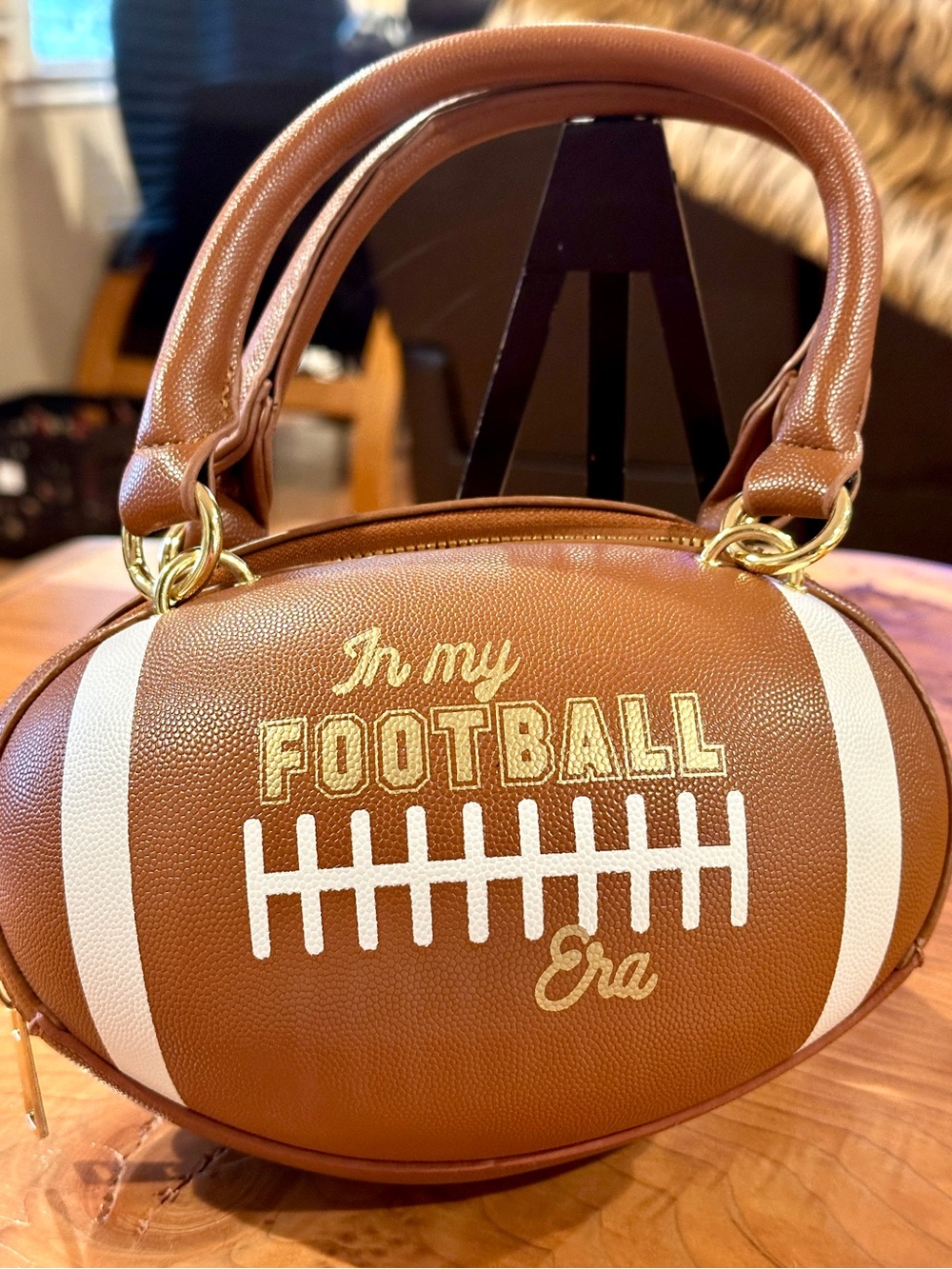New “In My Football Era” Brown Football Purse Bag Game Day Top Handle Handbag
